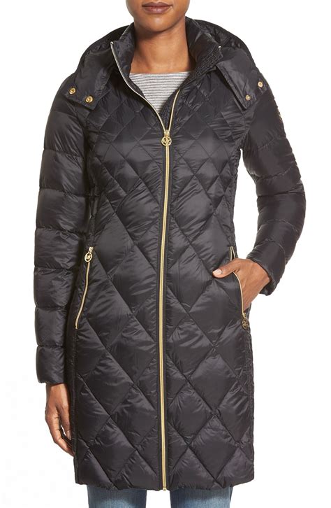 michael michael kors packable diamond quilted down coat|Michael Kors lightweight down coat.